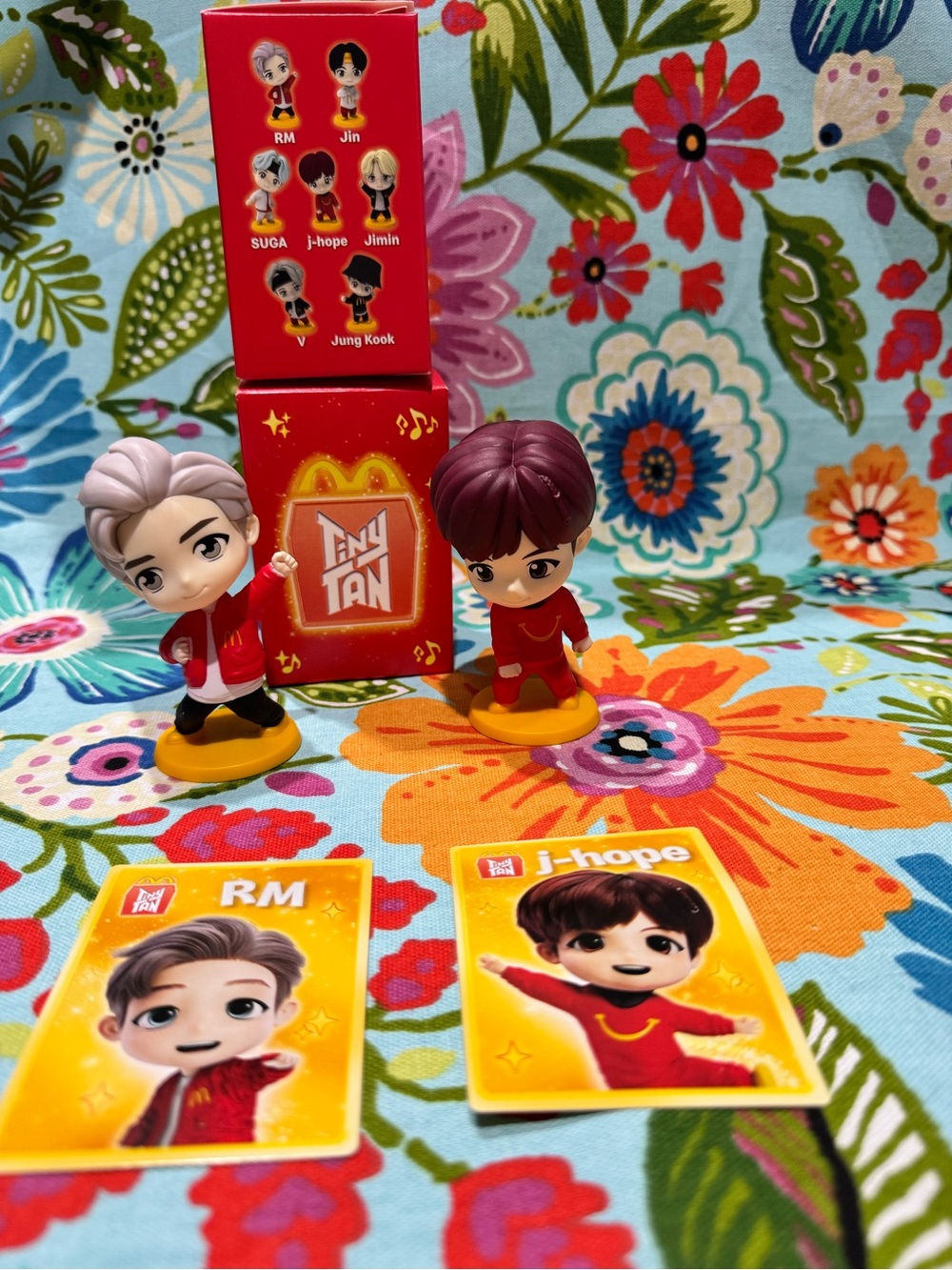BTS x McDonald’s TinyTAN Figure Bundle RM & j-hope w/Character Cards and boxes